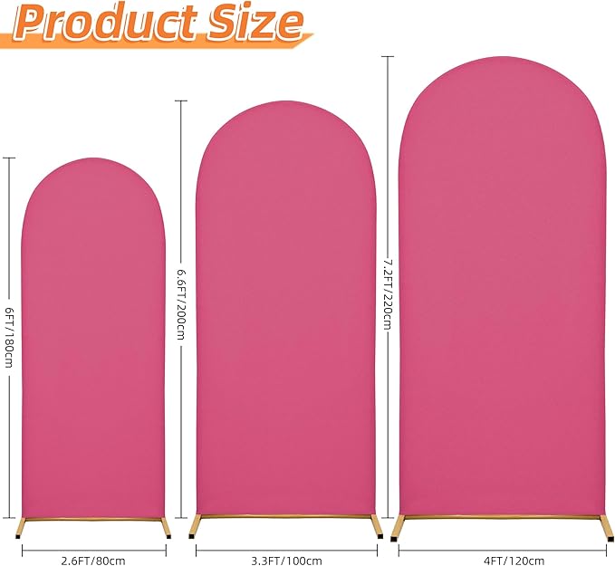Arch Covers,Arch Backdrop Stand Fitted Cover for Wedding Birthday Party Ceremony Banquet Decoration(6.6FT,Rose Red,Cover Only)