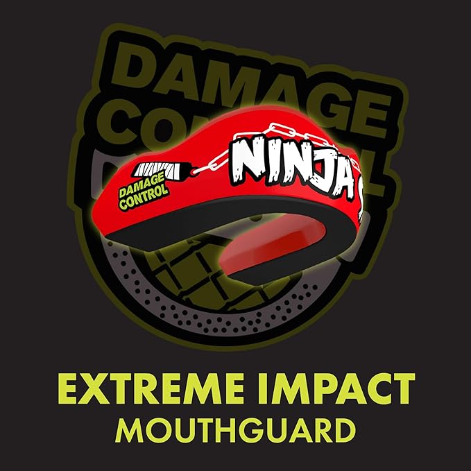 DAMAGE CONTROL Extreme Impact Mouth Guard – Sports Mouthguard for Boxing, MMA, BJJ, Hockey, Rugby, Lacrosse, & More – Mouthpiece for Teeth & Jaw Protection, for Youth & Adults (Ninja Sh*t)