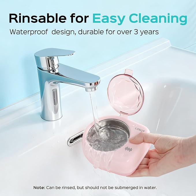 COSLUS Sonic Retainer Cleaner Machine: Cordless Professional Dental Cleaning Pod for Retainer, Aligner, Night Guard Deep Cleaning - Rechargeable Mini Travel Design, Quiet for Home Use with Timer