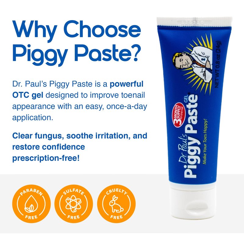 Dr. Paul's Piggy Paste Gel 2-Pack: Fast Acting Solution for Thick, Brittle, Yellow Nails, Restores Clear, Healthy Toenails & Fingernails Easy, Mess-Free Application Doctor Recommended Formula