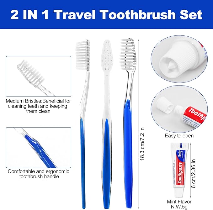 20pcs Disposable Toothbrushes with Toothpaste (5 Colors)