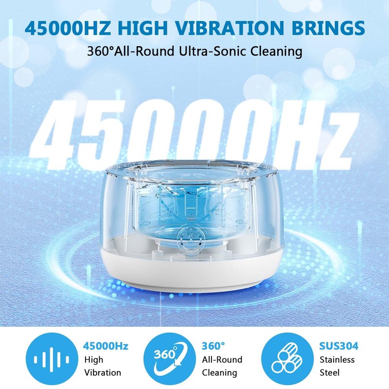 Hoffeins Ultrasonic Retainer Cleaner Machine 45kHz 200ml Portable Ultra Sonic Retainer Cleaner for Dental Retainer Mouth Guards Aligner Night Guard Braces Toothbrush Jewelry