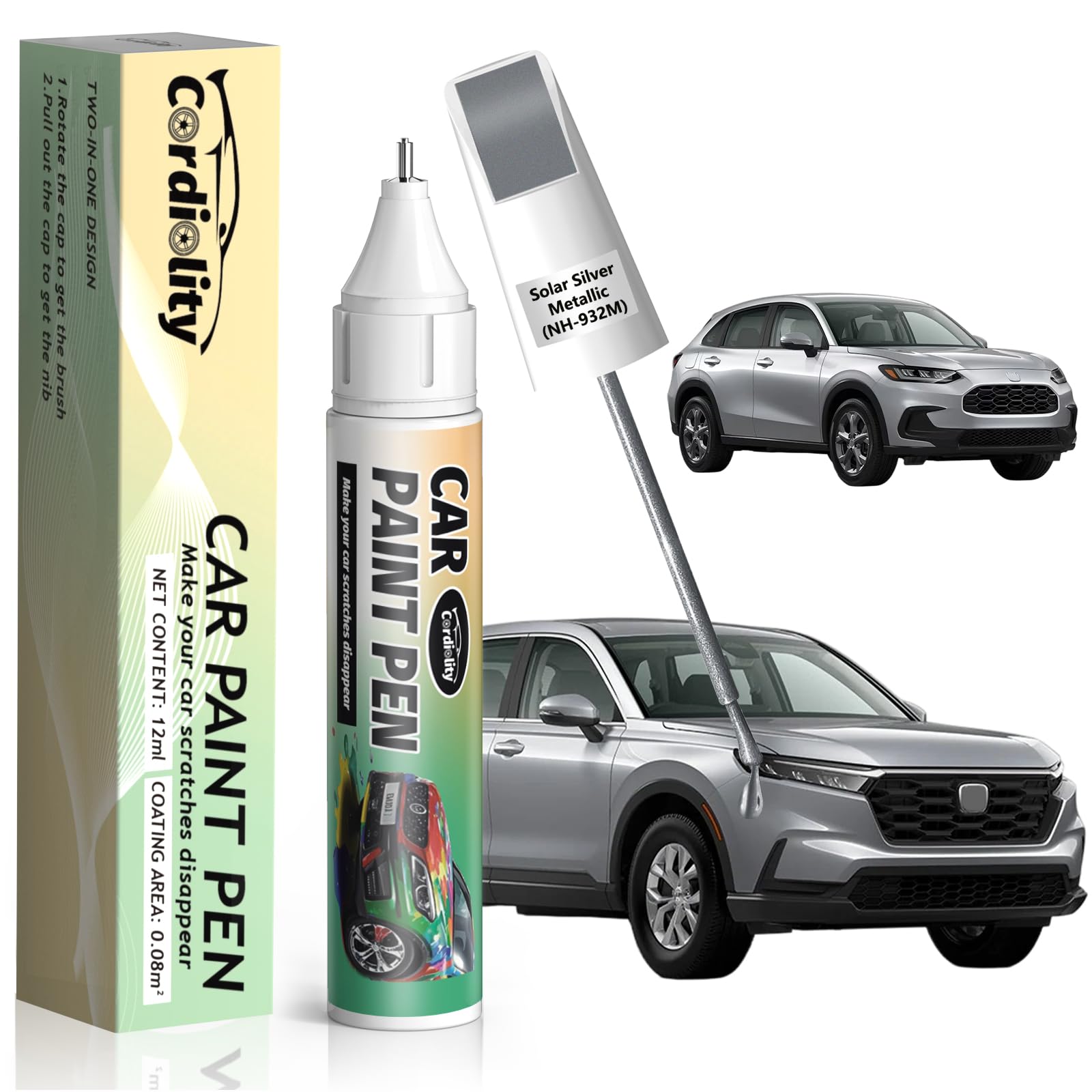 Solar Silver Metallic(NH-932M) Touch Up Paint Pen for Honda,Car Paint Scratch Repair Pen Quick and Easy Fix Auto Paint Scratch