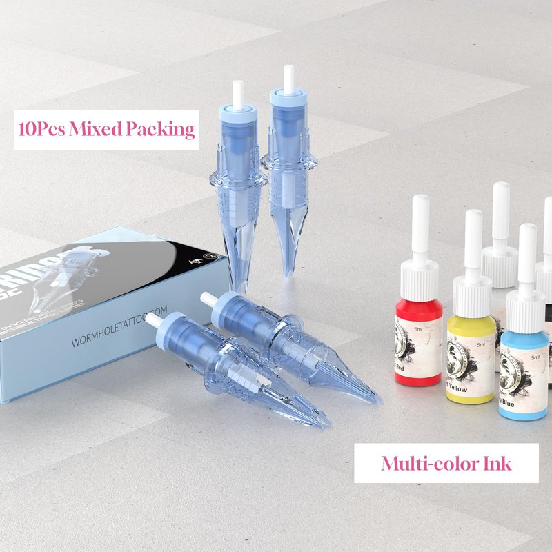 1800mAh Battery Wormhole Tattoo Gun Kit, Wireless Tattoo Kit, Aluminum Alloy Tattoo Machine Adjustable Tattoo Pen Rotary Gun Kit, Complete Professional Tattoo Kit with Cartridge Needles for Artists