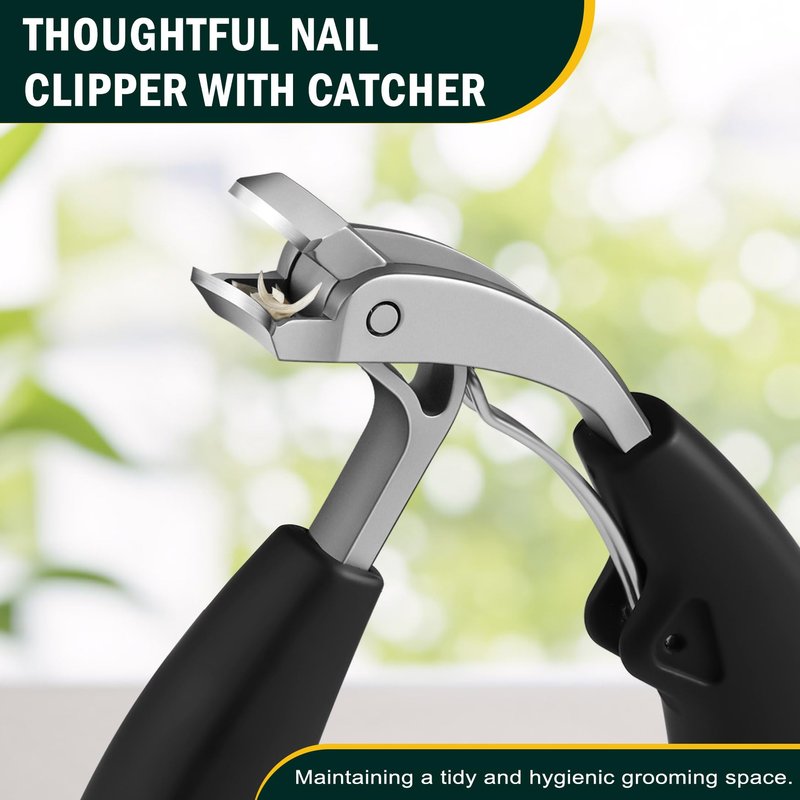 FVION Innovative Angled Head Toenail Clippers, Professional Ingrown Toe Nail Clippers for Thick Nails Seniors, Slanted Nail Clippers with Catcher, Pedicure Toenail Cutters Toenail Scissors