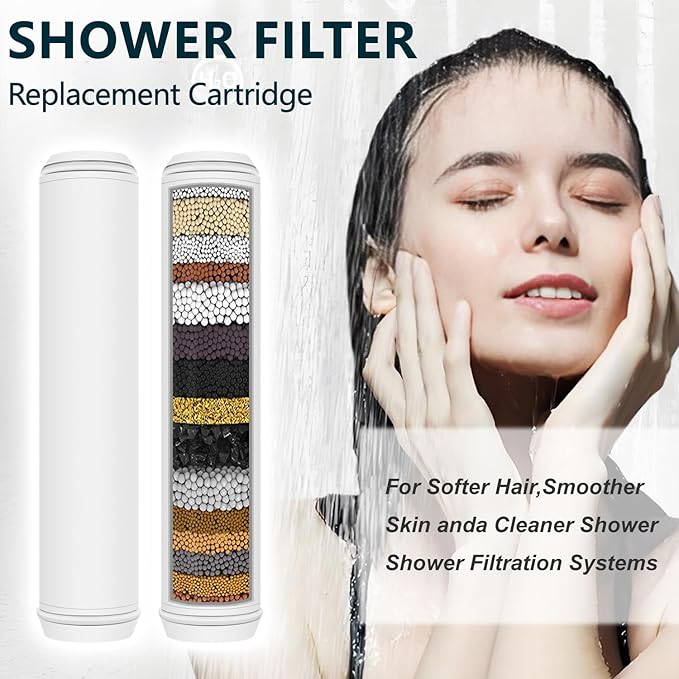 AWO 4 PACK Replacement Showe Filter Cartridge Compatible for PWERAN and for Fitespot Handheld Showerhead,Multi Stage Shower Filtration Systems for Hard Water Reduces Chlorine and Harmful Substance