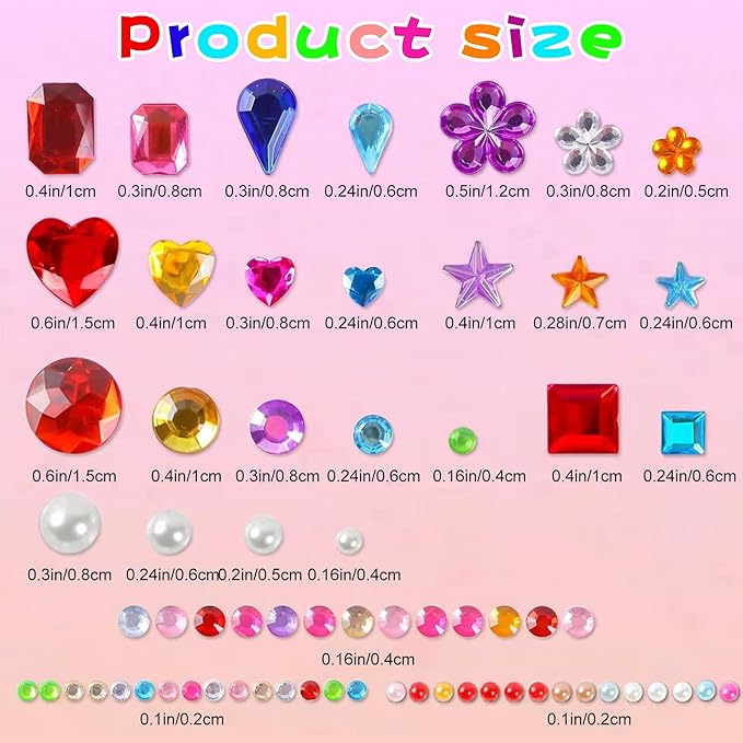 3000 PCS Gem Stickers - Self Adhesive Scrapbook Supplies | Rhinestones for Crafts Supplies,Small Earrings Face Nail Jewels for Kids - Face Gems Body Glitter Hair Jewelry for Women,Travel Essential
