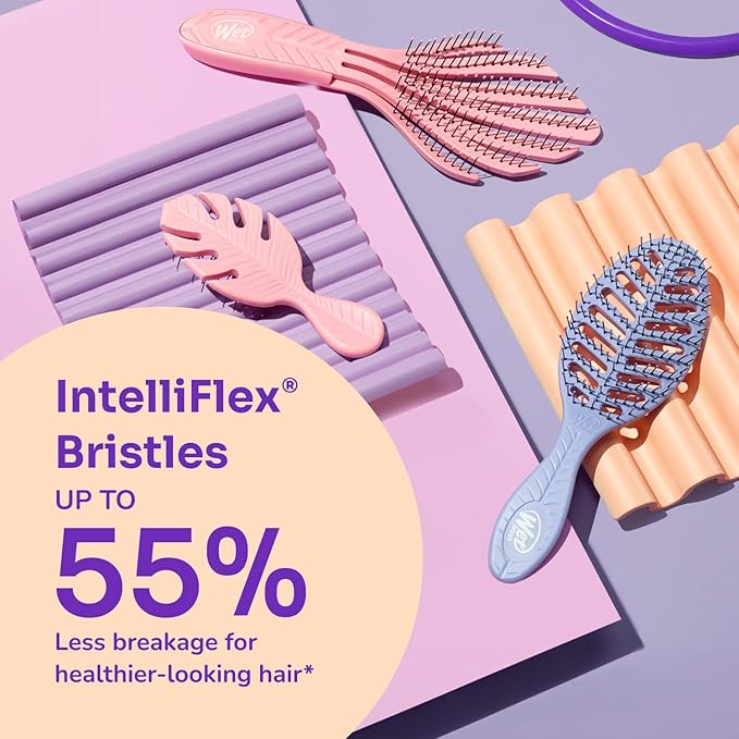 Wet Brush Go Green Mini Detangler, Purple - Detangling Travel Hair Brush - Ultra-Soft IntelliFlex Bristles Glide Through Tangles & Gently Loosens Knots While Minimizing Pain, Split Ends & Breakage