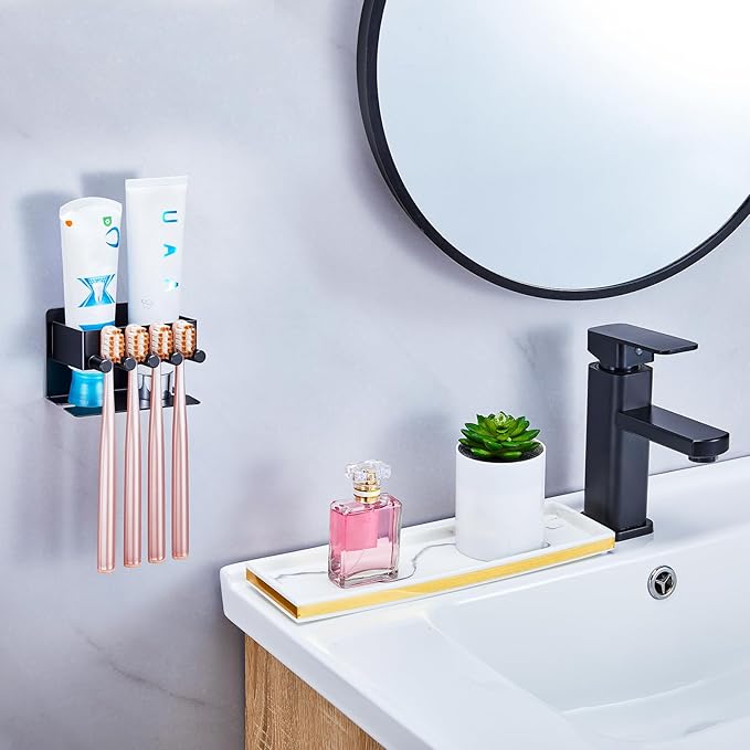 Electric Toothbrush Head Holder, Electric Toothbrush Holders Wall Mounted, Electric Head Holder, Brush Head Storage, Brush Head Holder Toothpaste Holder for Bathrooms (Black)