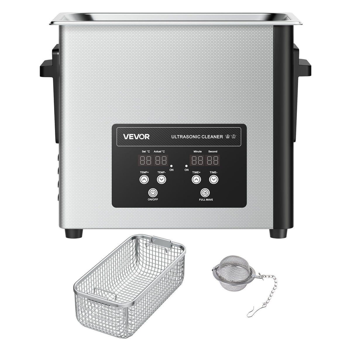 VEVOR 6L Ultrasonic Cleaner, Professional Ultrasonic Cleaner Machine with Cleaning Basket & Digital Display, 120W Stainless Steel 40kHz Cleaning Machine for Watches, Razors, Jewelry, Coins and More