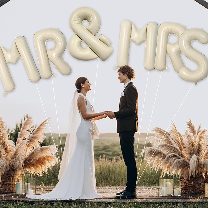 Biapian 40 Inch Ampersand Balloons, Cream Symbol & Foil Balloon, Big Single Sign Jumbo Balloon, Beige Large Aluminum DIY Balloons for Name Abbreviation, Birthday, Baby Shower, Wedding Party Decoration
