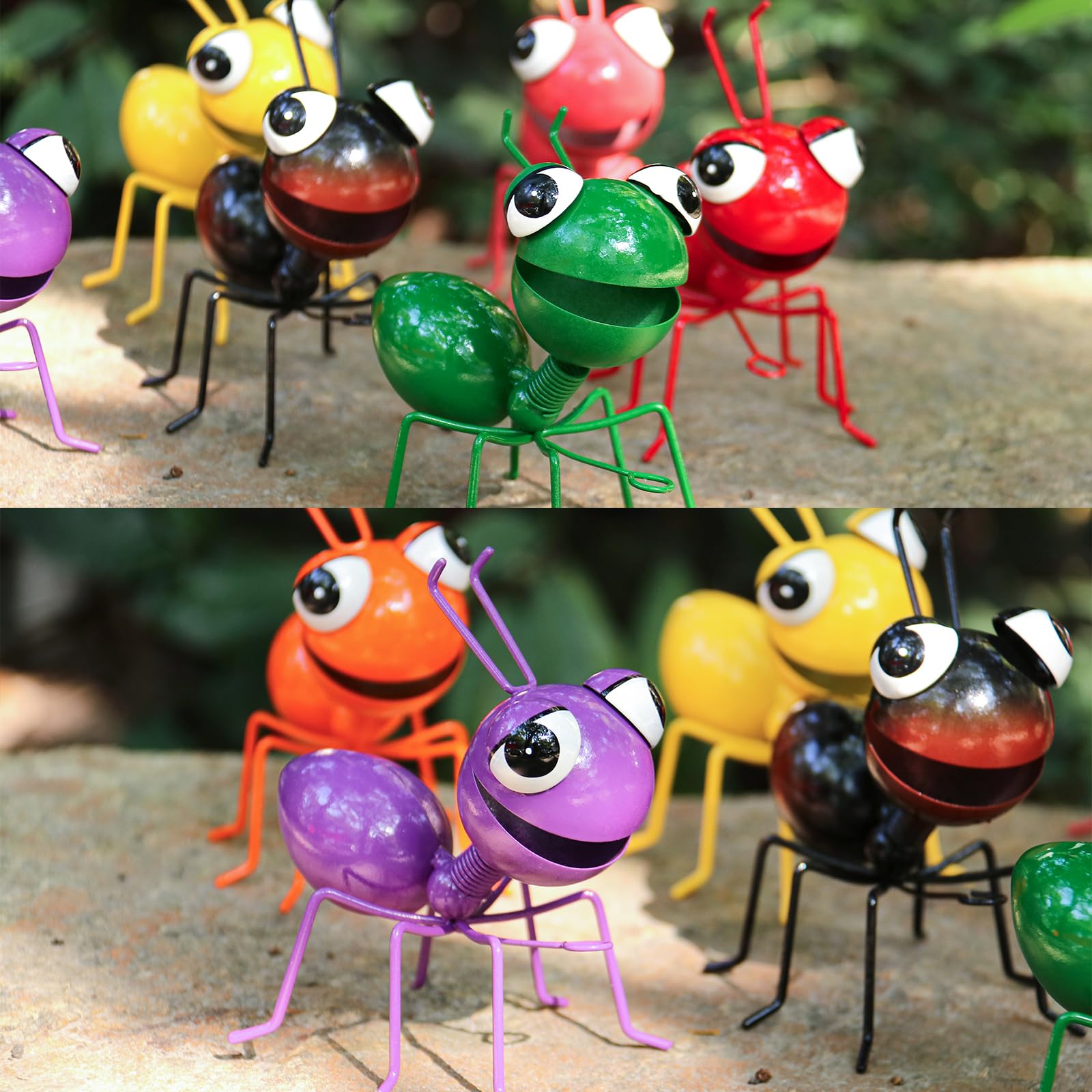 Cruis Cuka Metal Yard Art Garden Decor for Outside Cute Ants Yard Decorations Outdoor Lawn Ornaments Backyard Gifts for Mom - Set of 8