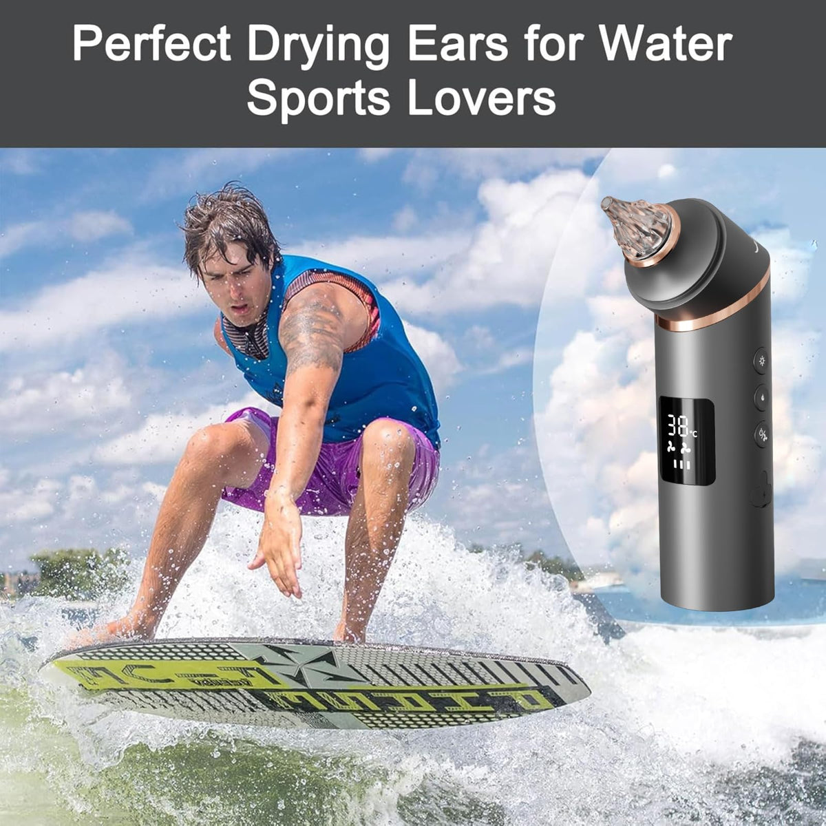 Ear Dryer Ear Blow Dryer Swimming Ear Moisture Swimmers Ear Drier Swim Ear Blower Electronic Ear Water Remover Rechargeable Battery Operated Ear Fluid Remover Ear Dryer for Swimmers Dry Ears，