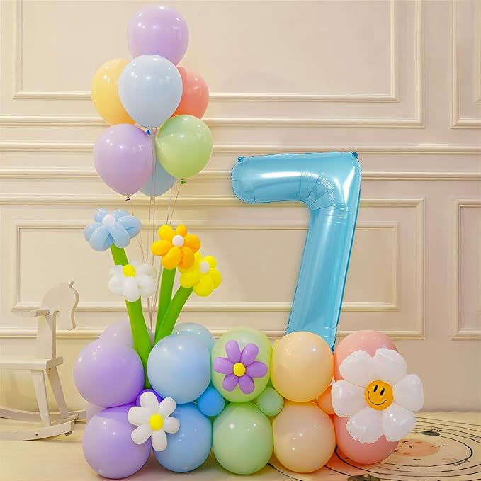 40 Inch light blue Number Balloons, Helium Mylar Foil Number Balloons for Birthdays, Number 7 Balloon for Party Decorations, Birthday Decorations, Wedding Decorations, Boy Baby Shower Decorations
