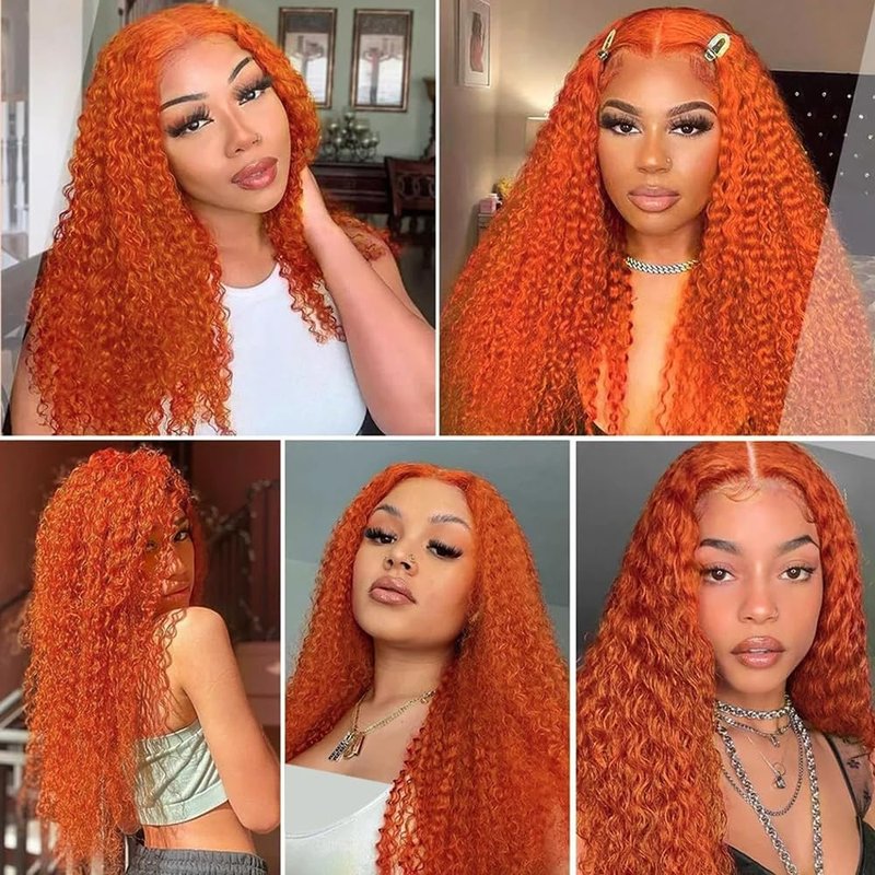 #350 Ginger Orange Bundles Human Hair Deep Wave Human Hair Bundles 12 12 12 Inch Orange Brazilian Hair 3 Bundle Unprocessed Virgin Remy Hair Extensions 50 Gram Per Bundle