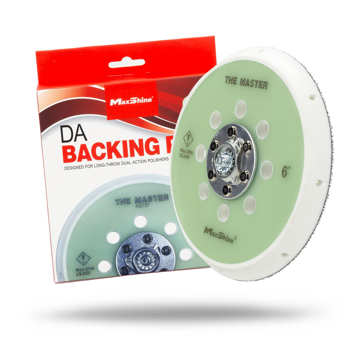 Maxshine 6 Universal Dual Action Backing Plate Pro Series - Hook & Loop, 5/16 Thread, 8 Vented Holes - Fits DA Polishers Up to 1