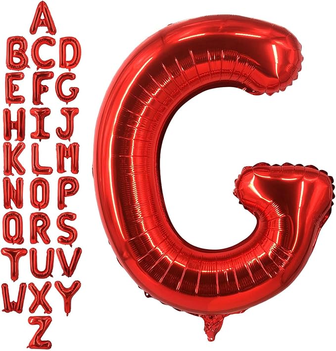 40 Inch Red Letter G Balloons, DIY Phrase Foil Alphabet Letter G Balloons DIY Word G Banner for Birthday Anniversary Celebration Graduation Party Supplies Decoration