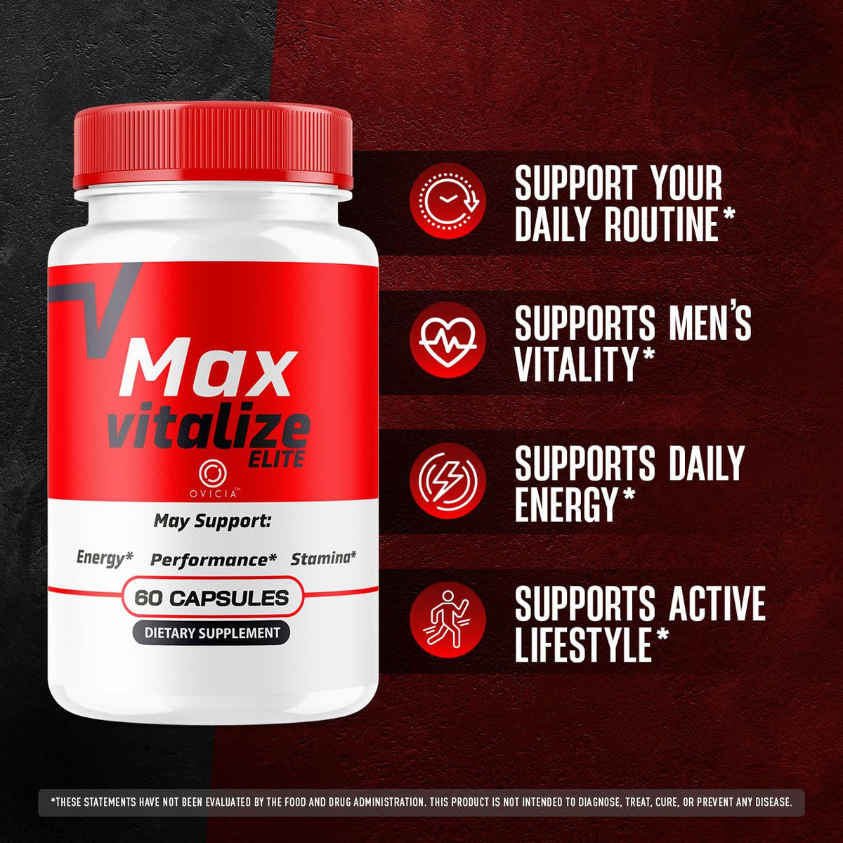 (3 Pack) Max Vitalize Capsules Support Advanced Formula - MaxVitalize Premium Pills All Natural Ingredients Maximum Strenght, Daily Support for Overall Health & Wellness 180 Capsules for 3 Months