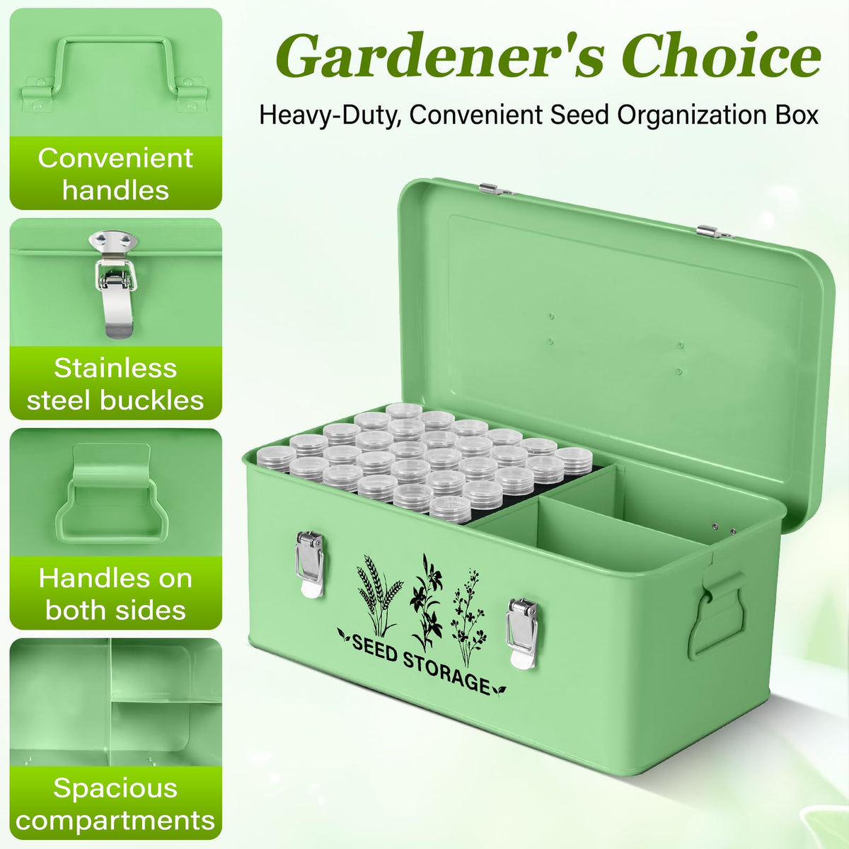 Seed Storage Box Organizer - Metal Garden Seed Storage Container Kit