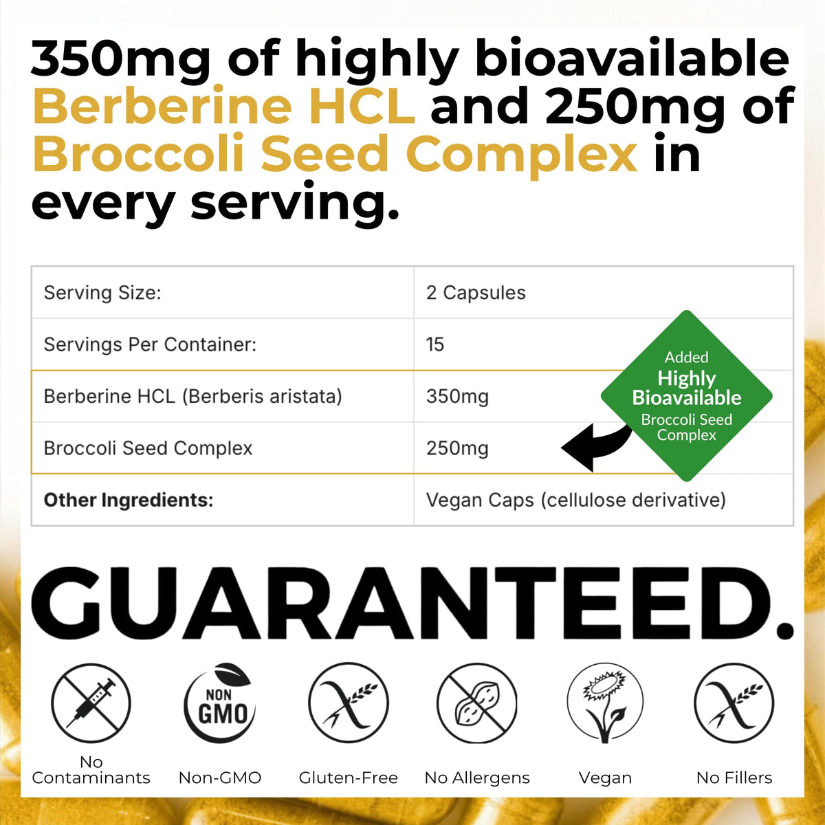 Mara Labs BerbElite | 350mg Berberine HCL & Broccoli Seed Complex for Increase Bioavailability | 30 Vegan Capsules