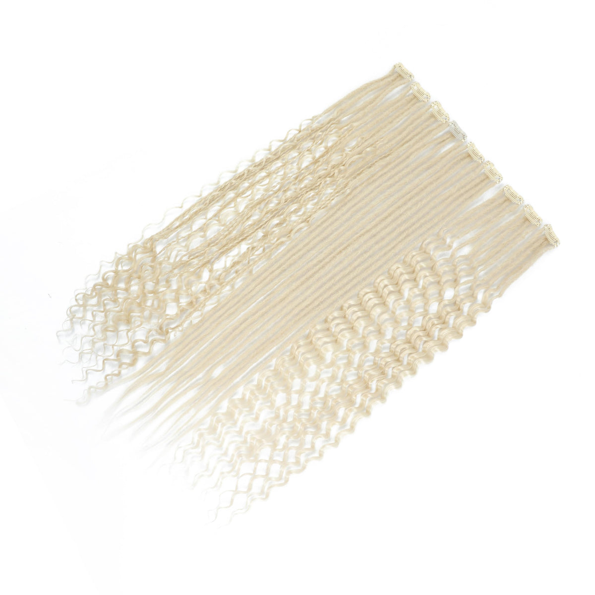 Aguacor 24inches 9PCS Clip in Dreadlock Extension Sets,36 Strands 3 Styles in 1 Mixed Straight Wavy Boho Thin Soft Clip in Dreads Extension Sets for Women (1B#,9 Clips)