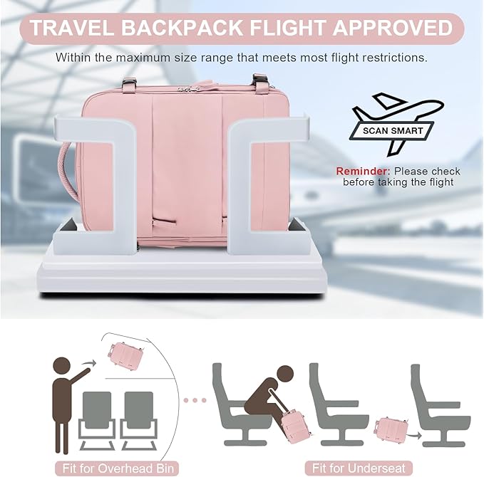 Large Travel Backpack for Women Airline Approved Carry on Backpack for Airplanes Mochila De Viaje Personal Item Travel Bag Spirit Airlines Personal Item Bag 18x14x8 Backpack for Traveling on Airplane