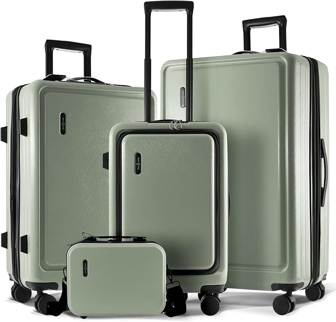 TRAVELARIM Hard Shell Luggage Sets with Spinner Wheels 4 Piece, Expandable Large Suitcases with TSA Lock, Travel Large Suitcase Set, Sage Green Luggage Set