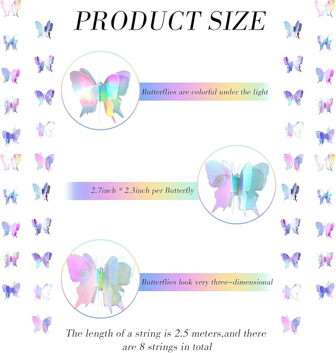 Zonon 12 Pieces 3D Butterfly Hanging Garlands Decoration Butterfly Paper Party Streamers Backdrop for Wedding Birthday Fairly Baby Shower Holiday Party Decorations (2.8 x 2.4 Inches)