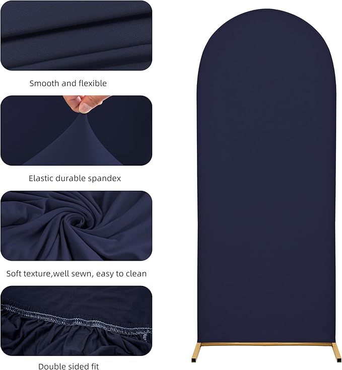 Arch Covers,Arch Backdrop Stand Fitted Cover for Wedding Birthday Party Ceremony Banquet Decoration(7.2FT&6.6FT&6FT,Dark Blue,Cover Only)
