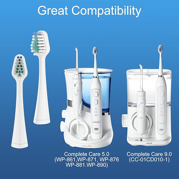 Harobey Replacement Toothbrush Heads for Waterpik Complete Care 5.0/9.0, and Compatible with AquaSonic Duo and Home Dental Center Electric Toothbruh, 10 Count(Pack of 1), Black