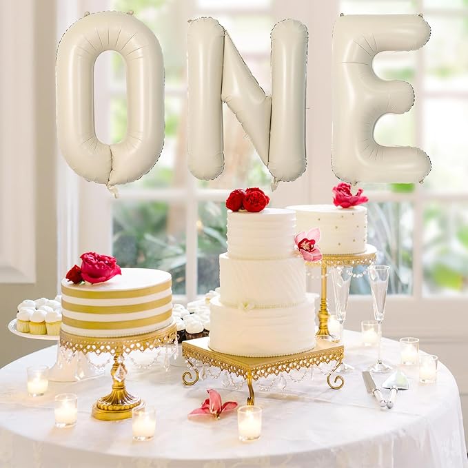 Cream ONE Balloons,40 Inch Letter One Balloon Beige for Baby Shower Gender Reveal Backdrop Party Decorations