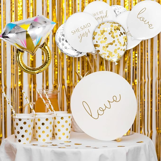 50Pcs Engagement Balloons, Engagement Party Decorations, He Asked balloons, She Said Yes Balloons, Gold Confetti Latex Balloon, Bridal Shower Engagement, Wedding Party Decoration