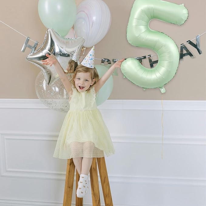 40 Inch Olive Green Large Number Balloons 0-9, Number 5 Balloons Foil Mylar Big Number Balloons, Helium Number Balloons Decorations For Birthday, Anniversary Events, Wedding Party