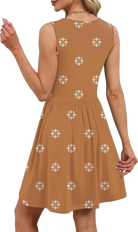 OFEEFAN Summer Dresses for Women Beach Fashion Sundresses Babydoll Dress Button Down Boho Dresses Cute Cross