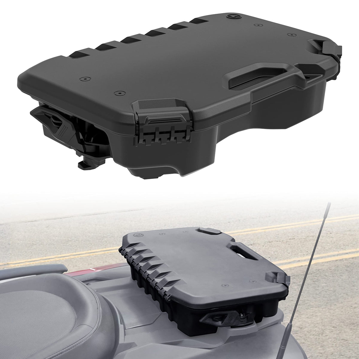 Sautvs Modular Cargo Box For Can-Am Maverick, 10 L / 2.6 Gallon Rugged Rear Cargo Box With Lid For Can Am Maverick X3 Max/Trail/