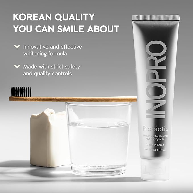 InoPro Hydroxyapatite Toothpaste – Probiotic, Fluoride-Free, Whitening, Enamel Repair, SLS-Free, Baking Soda & Coconut Oil, Sensitive Teeth, 5oz