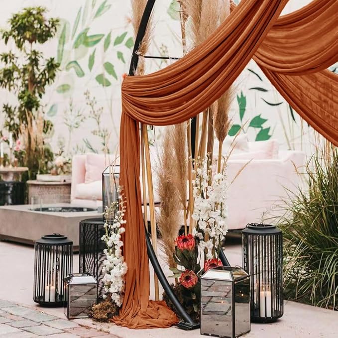 Wedding Arch Draping Fabric 30'' x 18FT Sheer Chiffon Arch Drape Backdrop 1 Panel Terracotta Drape for Easter Bridal Shower Baby Shower Photo Booth Church Decor Birthday Party Outdoor Decor