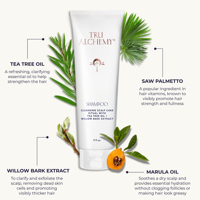 Tru Alchemy Shampoo for Growth, Volume & Scalp Health | Naturally-Derived with Tea Tree & Peppermint Oil plus Keratin & Saw Palmetto | Sulfate & Paraben Free | 9 oz. (2-Pack)