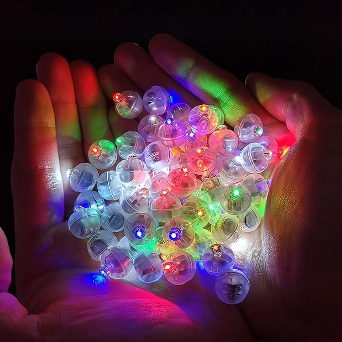 100pcs Multicolor LED Balloon Lights, Rainbow Colored Round Led Flash Mini Ball Lights for Paper Lantern Balloon, Indoor Outdoor Party Event Fun Birthday Party Wedding Halloween Christmas Decorations