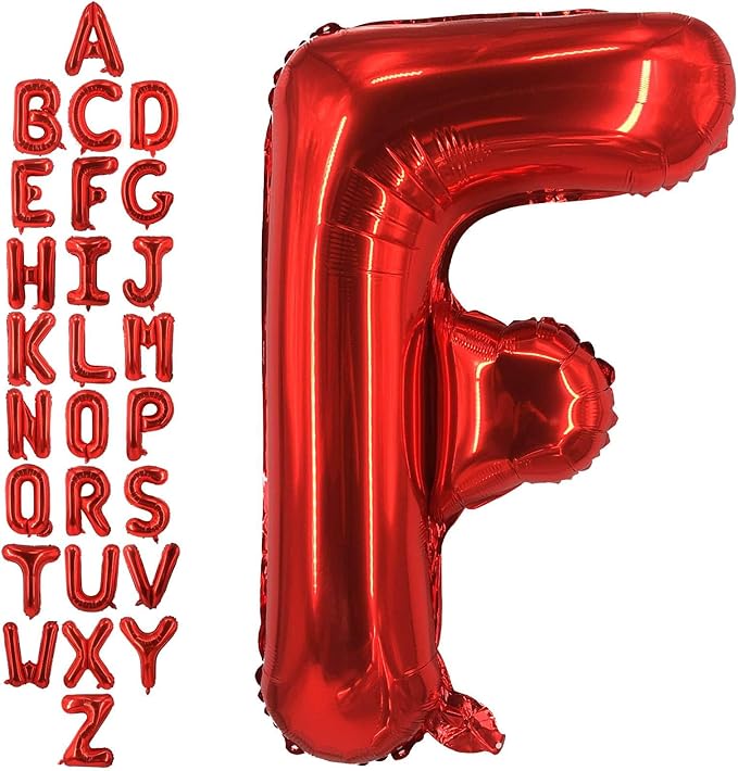 40 Inch Red Letter F Balloons, DIY Phrase Foil Alphabet Letter F Balloons DIY Word F Banner for Birthday Anniversary Celebration Graduation Party Supplies Decoration