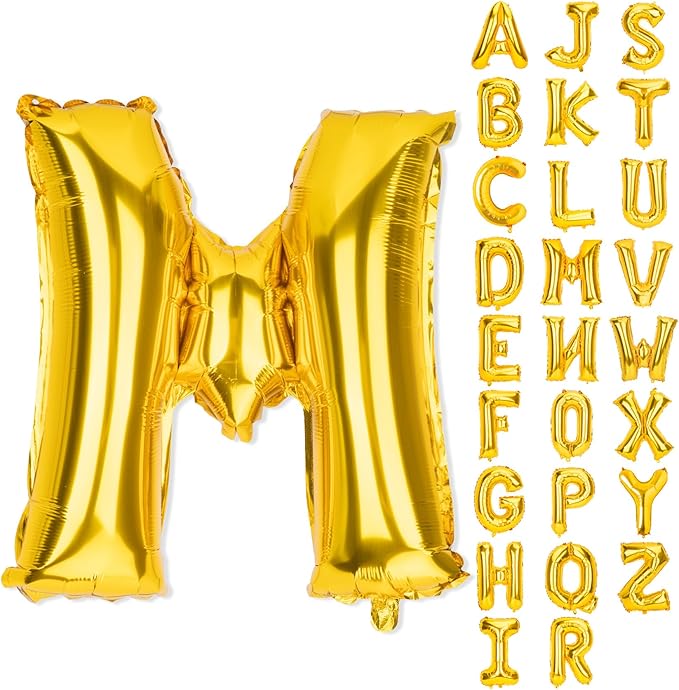 Gold Letter Balloons 40 Inch M Balloon Letters M Alphabet Balloons Giant Letters With Straw Big Balloons Foil Large Gold Balloons For Birthday Party Decorations Wedding Thanksgiving Christmas Balloons