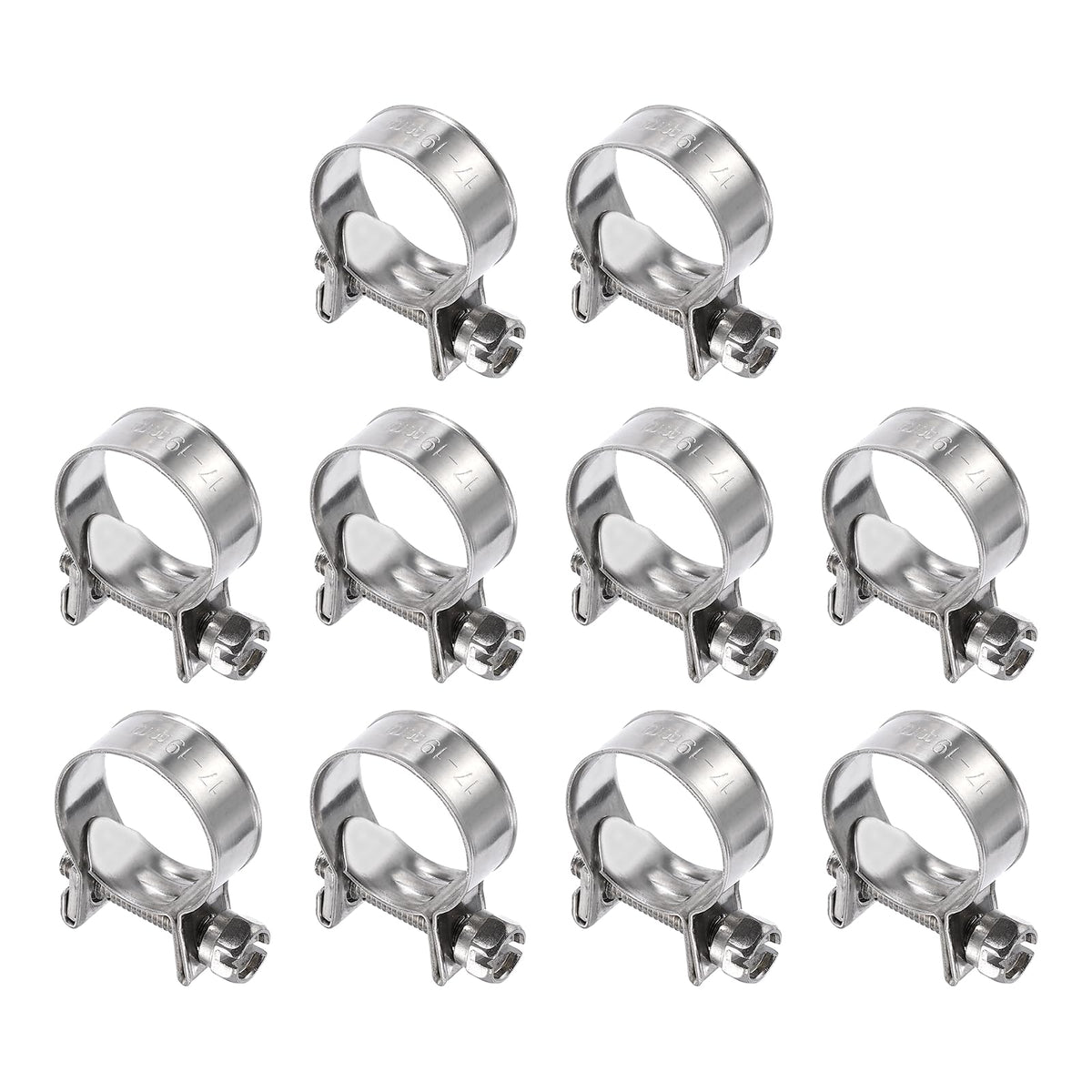 HARFINGTON 10pcs Fuel Injection Hose Clamp 17-19mm Adjustable 304 Stainless Steel Mini Gas Line Hose Clamp for Automotive Agricu