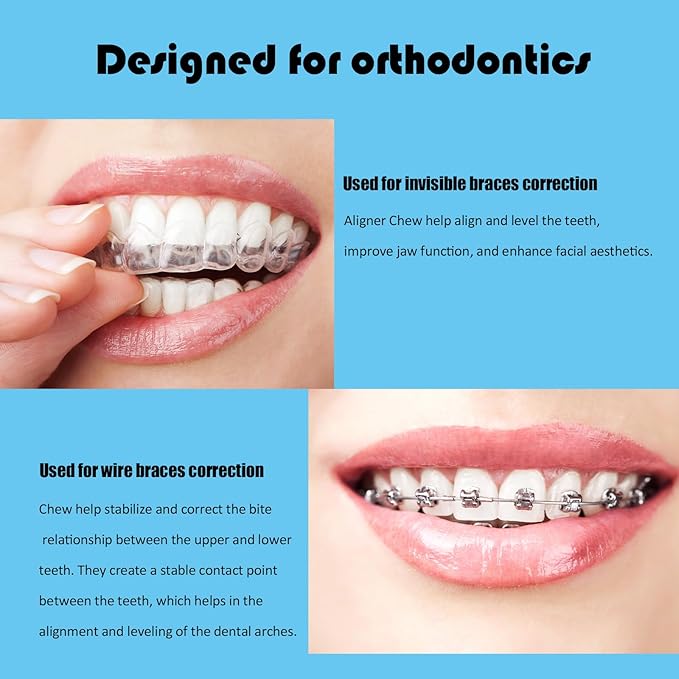 Aligner Chew,8PCS Y-Shaped Chew for Invialign Aligner,Hardness 45°Silicone Orthodontic Munchies Chompers Aligner Trays Seaters(8PCS Unflavored)