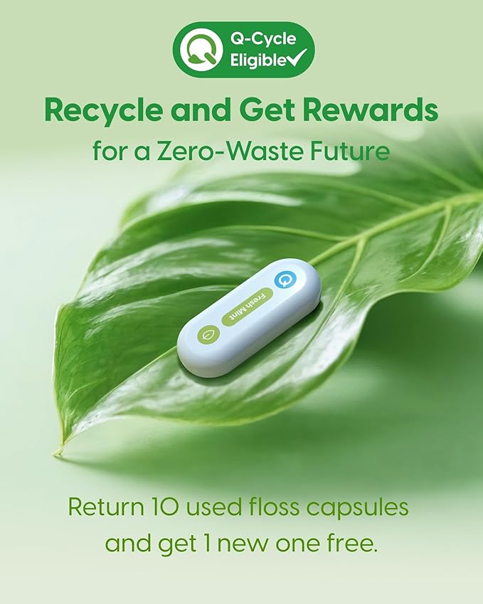 C1S Reusable Flosser Set, Auto-Restringing Flosser with Replaceable Floss Capsule, Multi-Hygiene, Portable Travel Floss, Recyclable Zero Waste, Unflavored (Shell White)