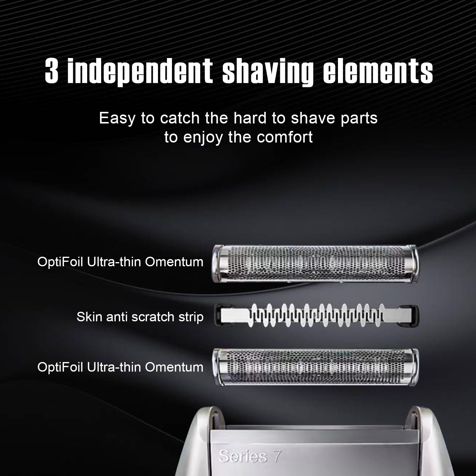 HONGNAL 2Pack Series 7 Replacement Head for Braun Series 7 Foil Shaver Replacement Heads Compatible with 70s Replacement Compatible with Series 7 Shavers 70s 720,750CC, 760CC,790CC,9565 Foil Shaver