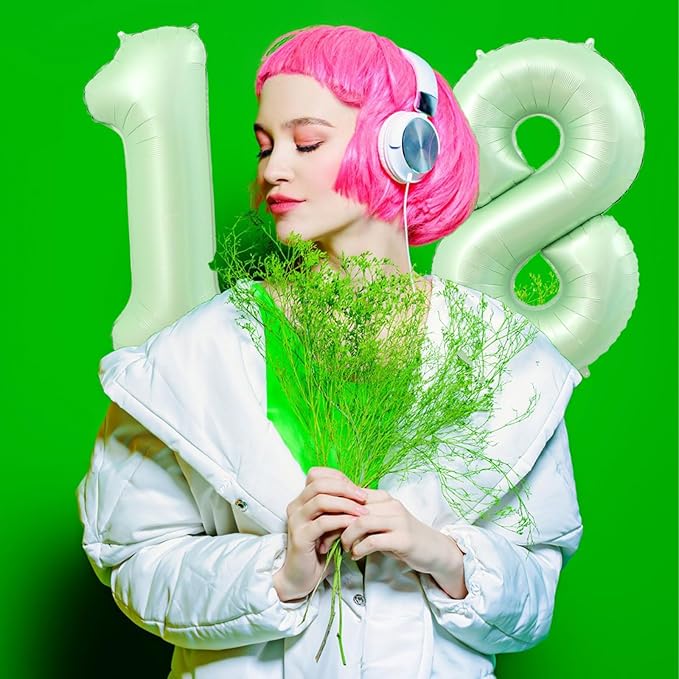 40 Inch Number 18 Balloons, Olive Green Giant Jumbo Helium Number 18 Foil Balloons for 18th 81th Birthday Party Anniversary Events Boys Girls Decorations Supplies