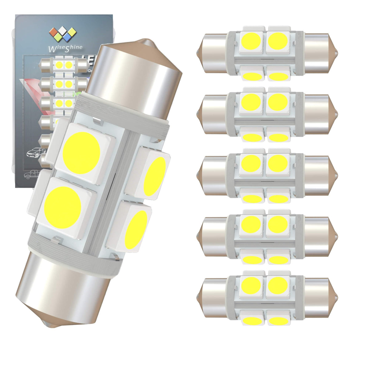Wiseshine DC 24V 38mm 6418 6411 Festoon LED Bulb Extremely Super Bright 6000K White C5W Led Light Bulb for Truck Marine Boat Int