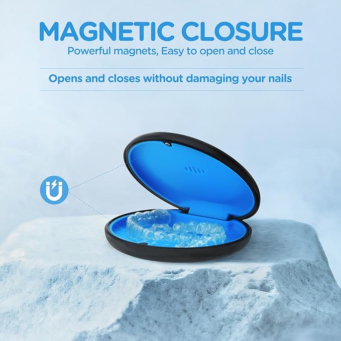 2 Pack Retainer Case Ultra-slim Aligner Case with Vent Holes Removable Inner Tray Silicone for Easy Cleaning (2Pack Black Blue)