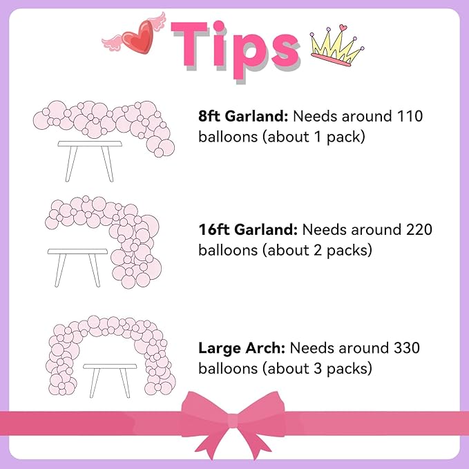 FunHot Pink Purple Balloon Arch Kit, Princess Balloon Garland, Pastel Pink Purple White Balloons Metallic Gold Star Foil Balloons for Girls Baby Shower Wedding Bridal Shower Birthday Party Decoration