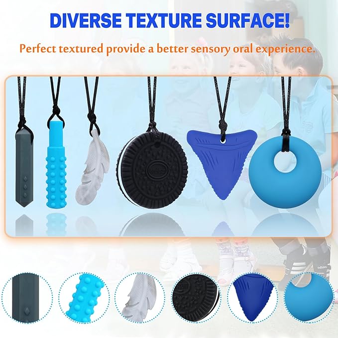 Chew Necklaces for Sensory Kids, Sensory Toys for Kids with Autism, ADHD, SPD, Chewing, Autism Sensory Products Reduce Adult Anxiety Fidgeting